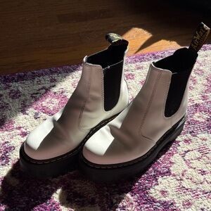 Dr. Martens White Chelsea Platform Boots